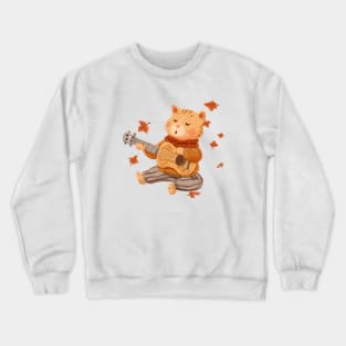 Autumn music happy cat Crewneck Sweatshirt